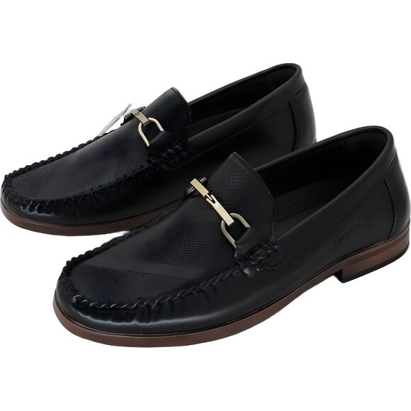 Aston Marc Men's Perforated Bit Loafers Black Dress Slip-On Men's US 8M - Picture 2 of 6